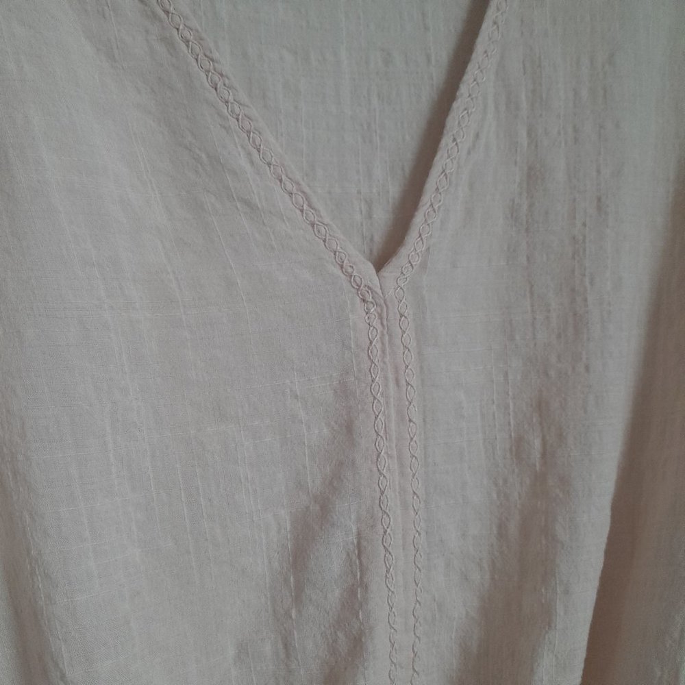 Max Studio Romantic Ethereal V-Neck Gauzy Tie Front Eyelet Top Blush Pink Size S - Picture 5 of 12